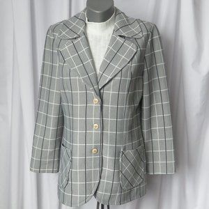 Retro Plaid Grey 1970s Vintage Paris Star Blazer